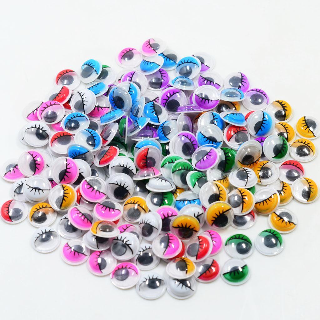 168 Piece Self Adhesive Sticky Wiggle Googly Eyelash Eyes Assorted Sizes for Kids Craft Scrapbooking 12mm