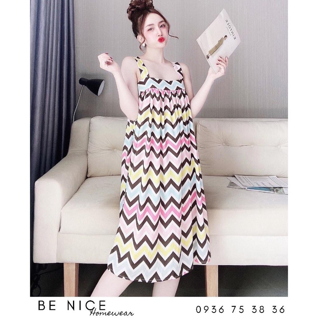 Váy dây bản to lụa latin nhiều họa tiết xinh xắn cho nàng diện thoải mái, Be Nice Homewear