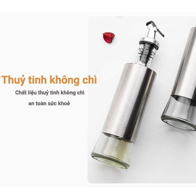 Chai Thủy Tinh Đựng Gia Vị Bọc Inox 304 500ml Tặng Kèm Nhãn Tên