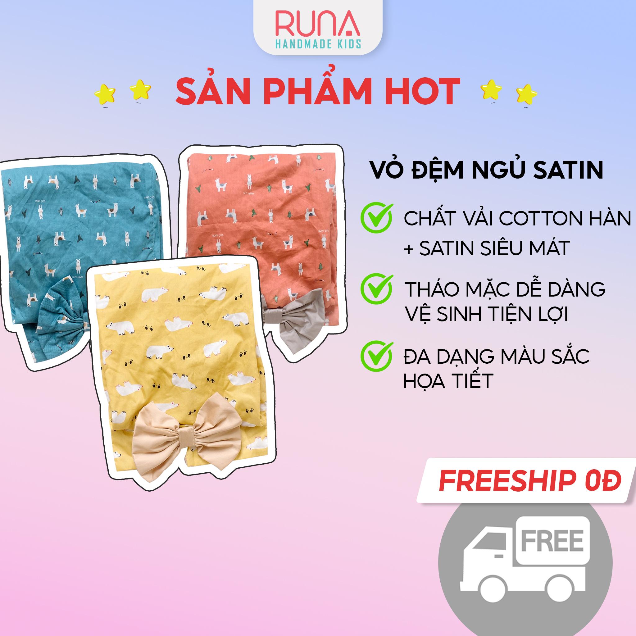 Vỏ nôi ngủ chung giường Runa Kids chất liệu 2 mặt cotton Hàn 100% + Satin cao cấp thoáng mát an toàn cho bé