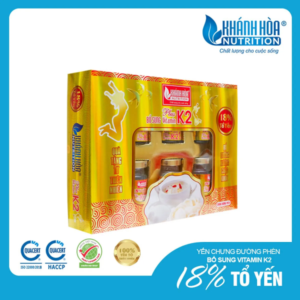 Yến Sào Chưng Đường Phèn 18% Bổ Sung Vitamin K2 - Khánh Hòa Nutrition - Lọ 70 ML