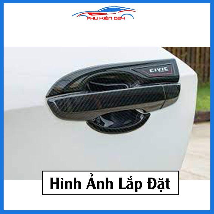 Ốp tay hõm Civic 2016-2017-2018-2019-2020 vân carbon, mạ crom chống trầy bảo vệ cửa xe ô tô