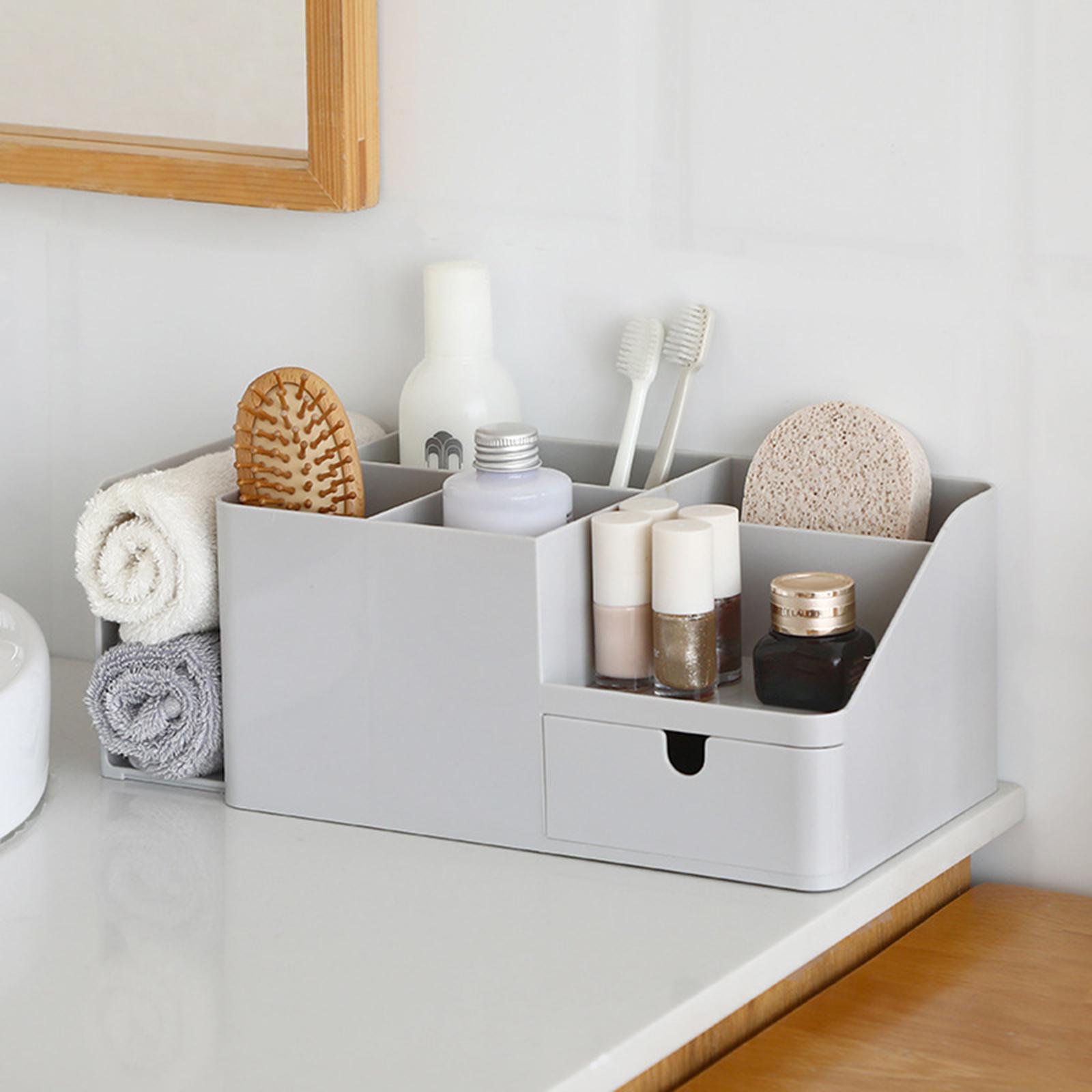 Plastic Desk Organizer 6 Compartments with Pen Holder, Drawer and Book Stand for Home Office and School