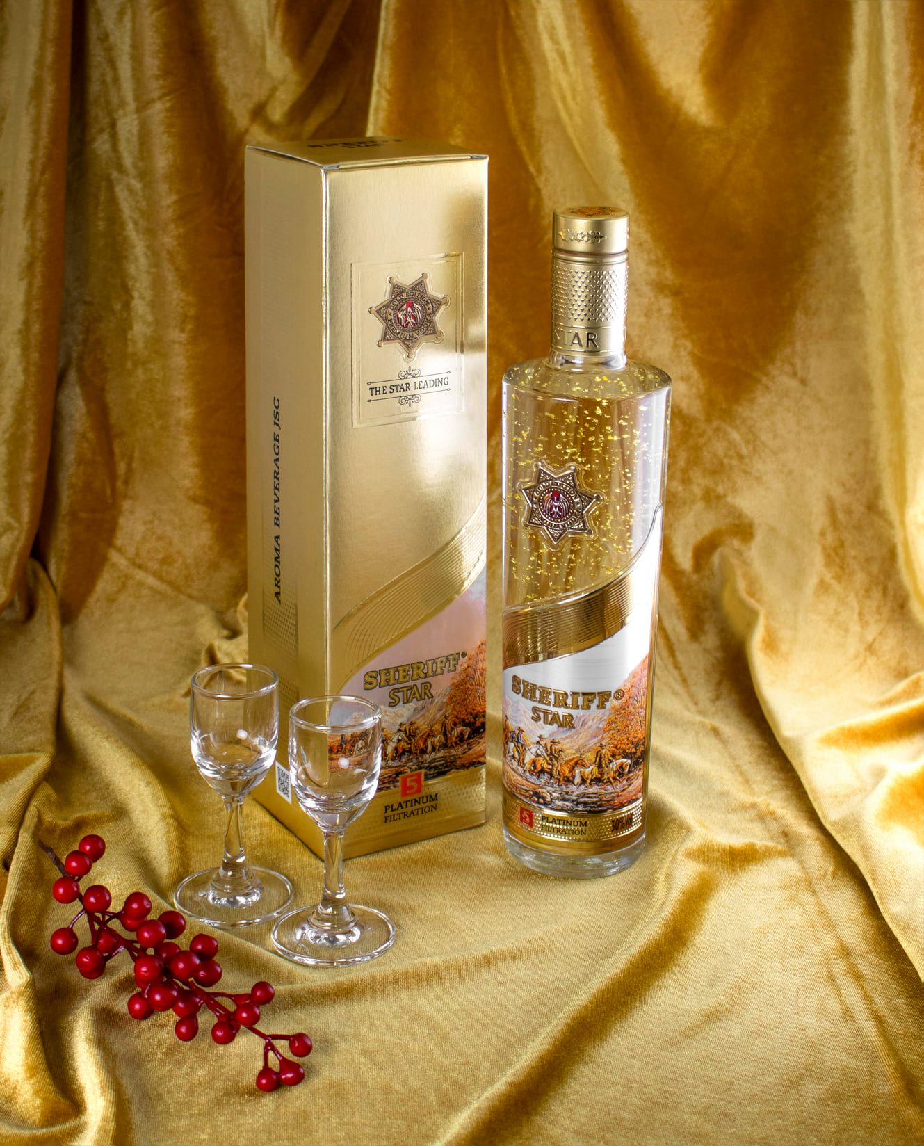 Rượu Men' Vodka Sheriff Gold Star 30% chai 565ml