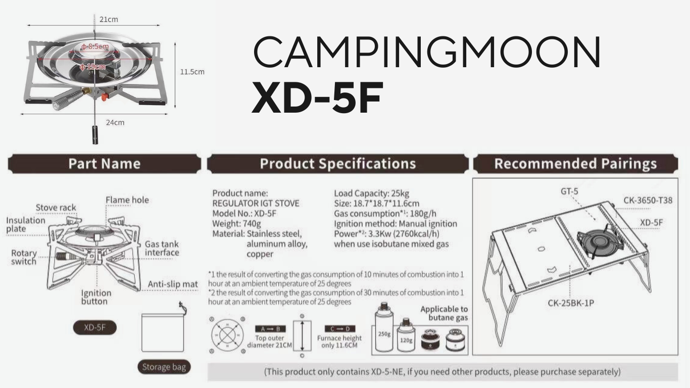 Bếp gas cắm trại dã ngoại Campingmoon XD-5F