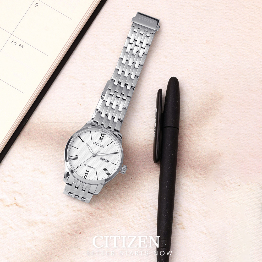 Đồng Hồ Nam Citizen Dây Thép Không Gỉ NH8350-59A - Mặt Trắng