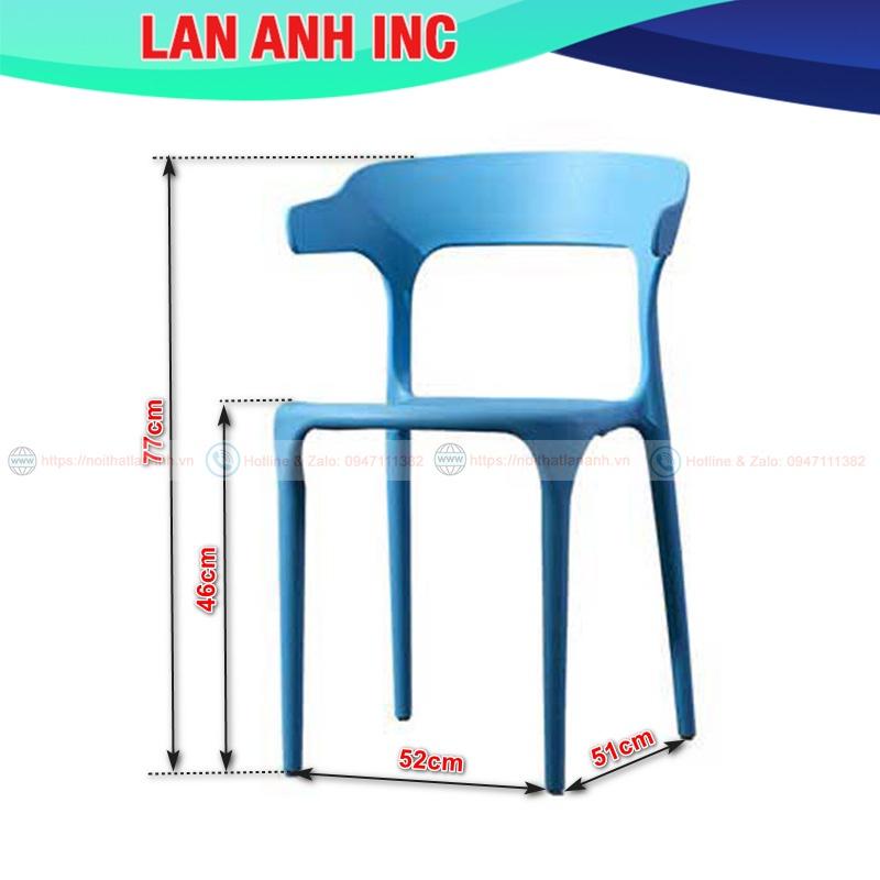 Ghế nhựa cafe văn phòng bàn ăn đúc nguyên khối tựa lưng cao xếp chồng giá rẻ LAD31