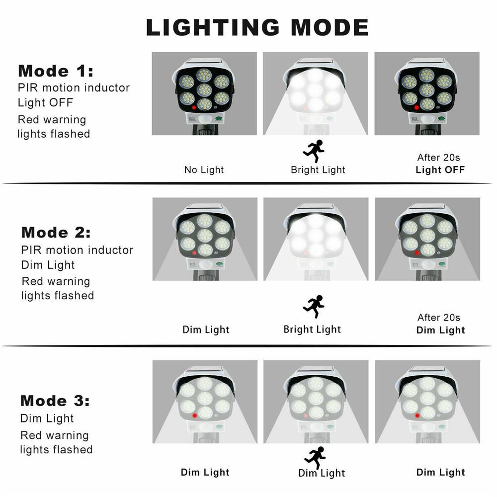 Đèn LED 77 Bóng 77 Bóng Cảm Biến Chuyển Động Sử Dụng Năng Lượng Mặt Trời Chống Thấm Nước IP65 Không Dây Cảm Biến Chuyển Động Ngoài Trời Kèm Phụ Kiện