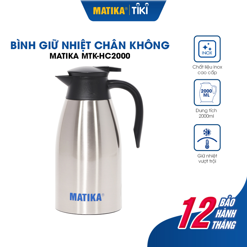 Bình Giữ Nhiệt Gia Đình MATIKA MTK-HC2000 Phích Đựng Nước Pha Trà Dung Tích 2000ml - Hàng Chính Hãng