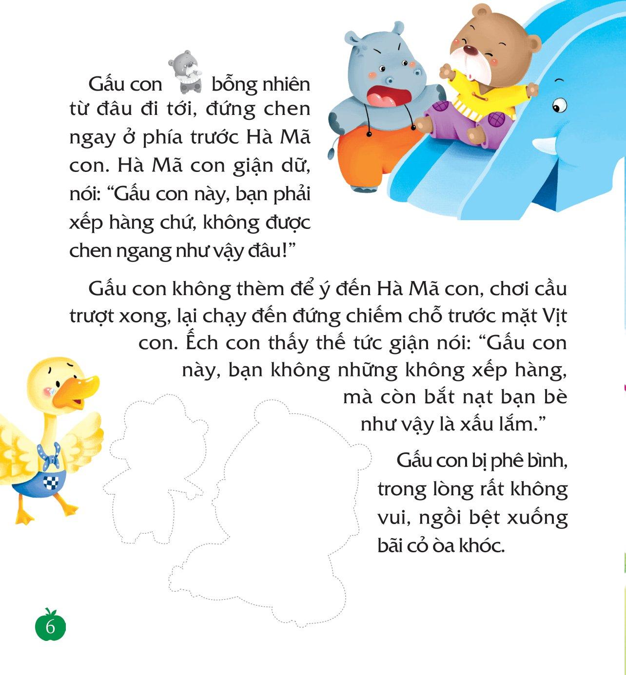 Sách Dán Hình Dạy Trẻ Thói Quen Tốt - Tớ Biết Xếp Hàng Ngay Ngắn