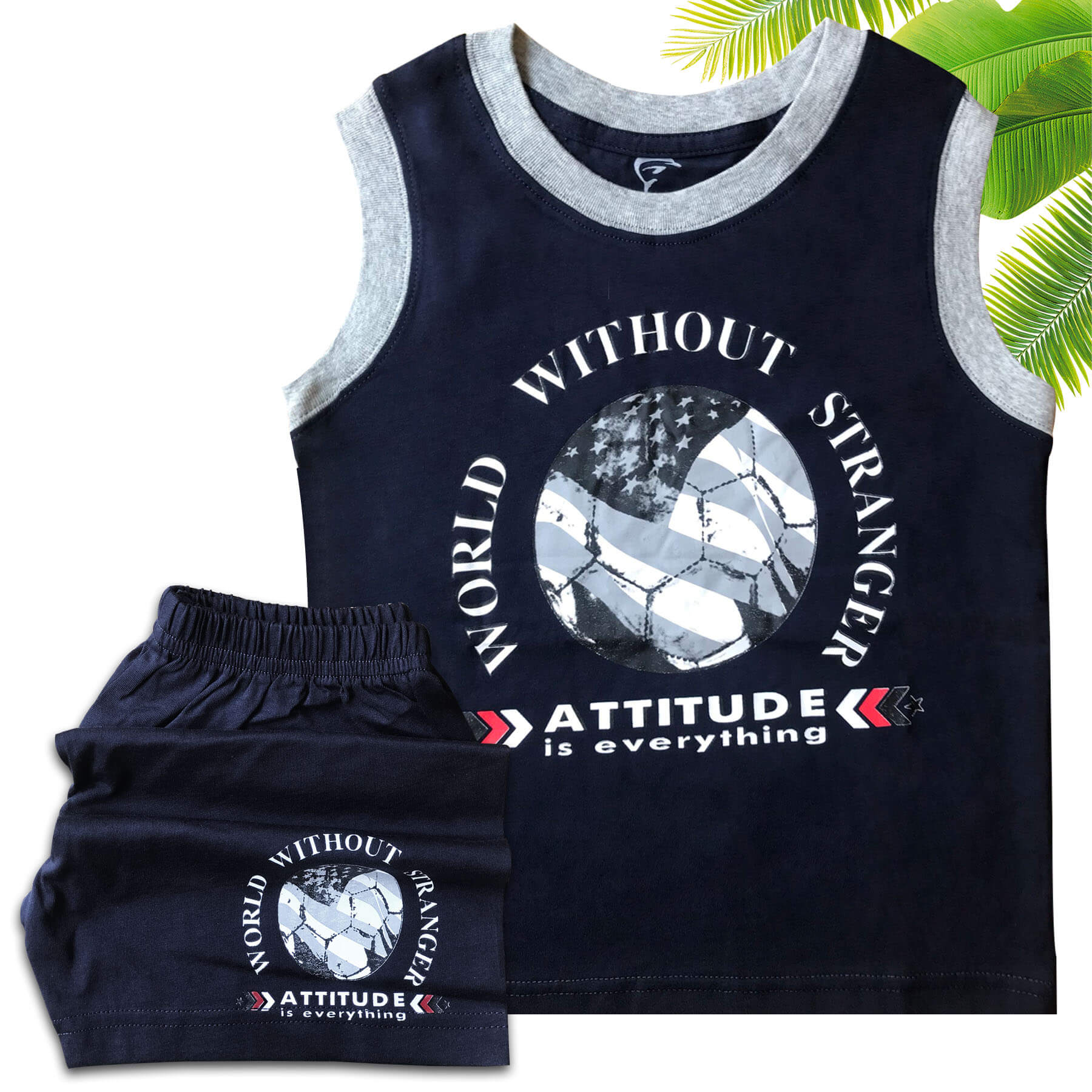 BỘ THUN BÉ TRAI CATRIO IN ATTITUDE MÀU NAVY LÀ BỘ ĐỒ TRẺ EM TỪ 5 TUỔI ĐẾN 18 TUỔI (20KG ĐẾN 68KG) THUỘC BST QUẦN ÁO THỜI TRANG TRẺ EM CATRIO DU LỊCH MÙA HÈ 2021