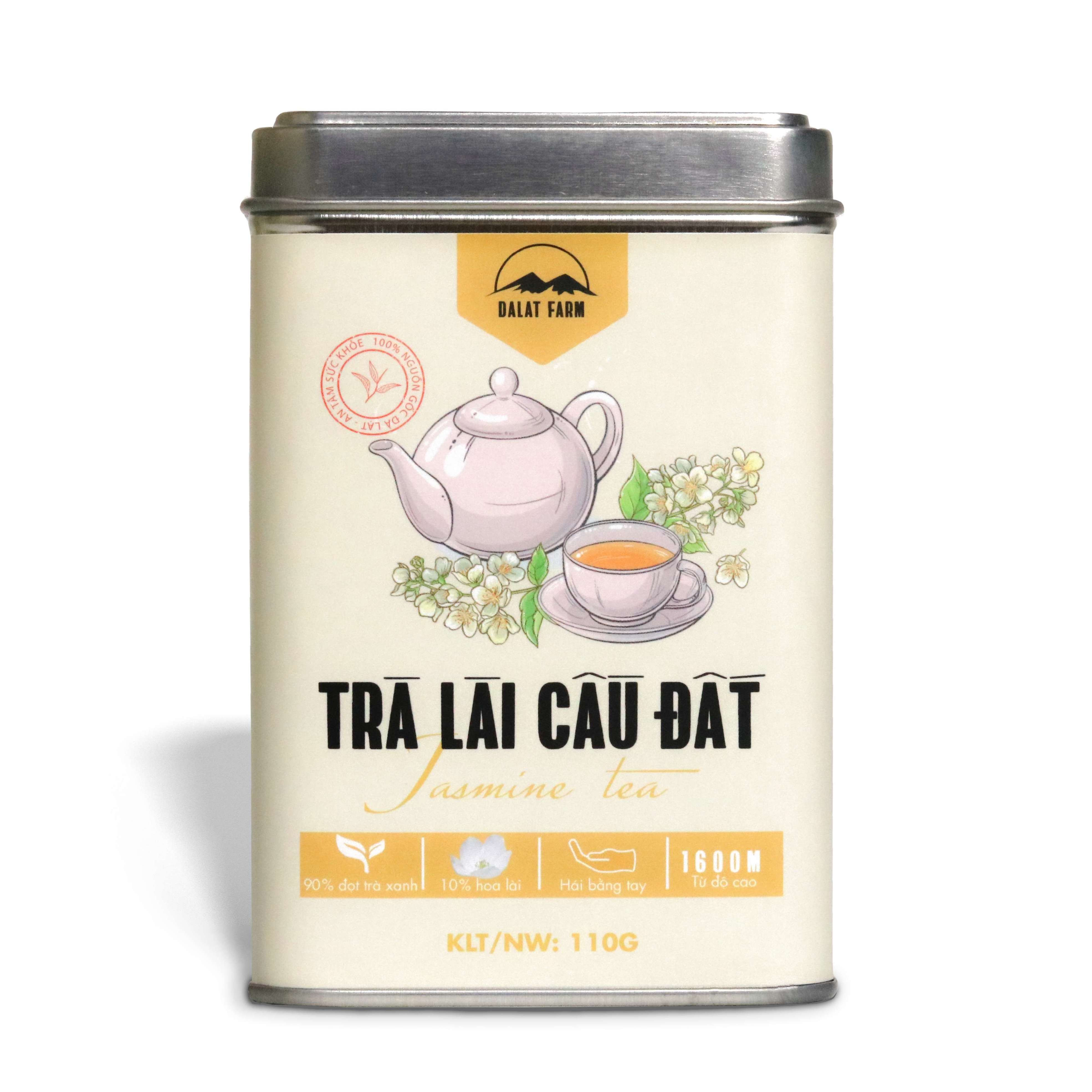 Trà Lài Cầu Đất Đặc Biệt - Hộp 110Gr (Trà hoa Nhài - Jasmine Tea) Dalat Farm