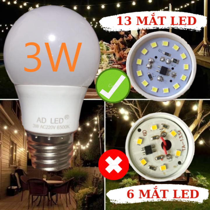 Bóng đèn 3w ánh sáng vàng và trắng [LOẠI 13 MẮT LED