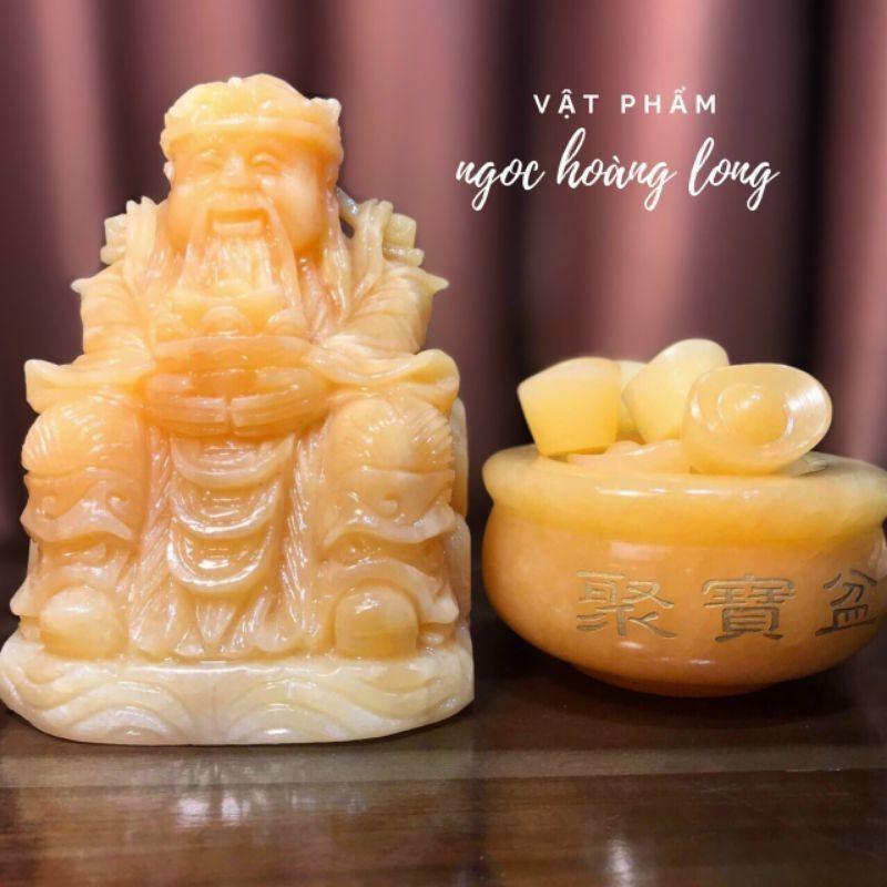 Sỉ 10 Bát Vàng Tụ Tài Lộc Đá Ngọc Hoàng Long Tự Nhiên Kích thước 10cm + 5 thỏi vàng hàng đẹp