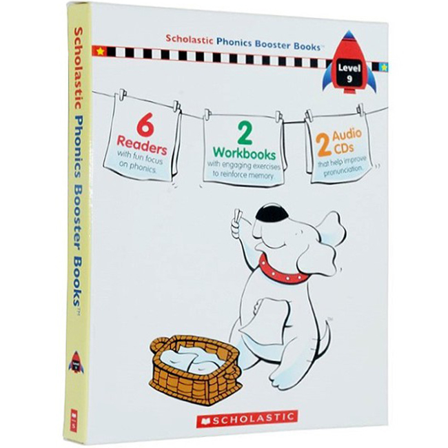 [Hàng thanh lý miễn đổi trả] Scholastic Phonics Booster Books : Box Set Level 9 (Include 6 Books, 2 Workbooks and 2 Audio CDs)