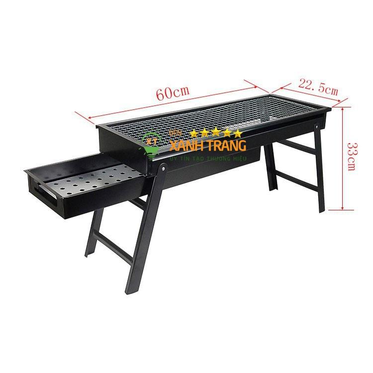 Bếp nướng than hoa BBQ ngoài trời loại dài chất liệu INOX gấp gọn tiện lợi khi mang đi du lịch