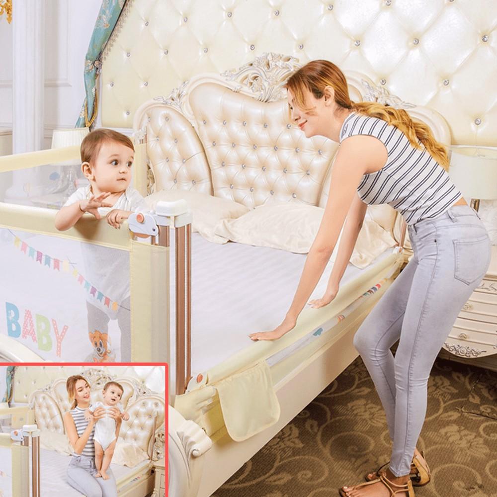 Thanh chắn giường cao cấp Babyquiner 2019 mẫu trượt có nút ấn hiện đại giá 1 thanh