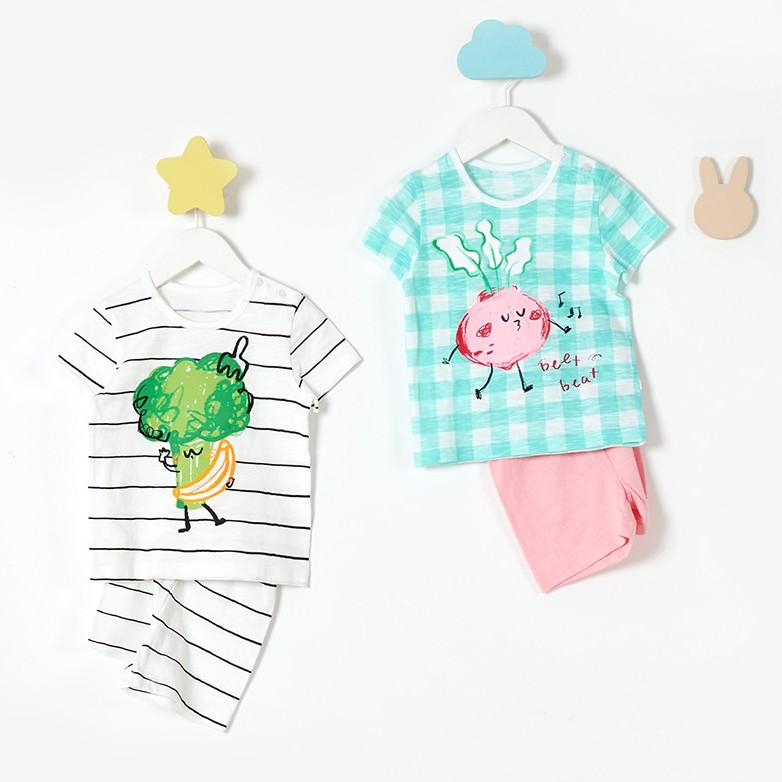 Bộ đồ ngắn tay mặc nhà cotton mịn cho bé gái U3035 - Unifriend Hàn Quốc, Cotton Organic