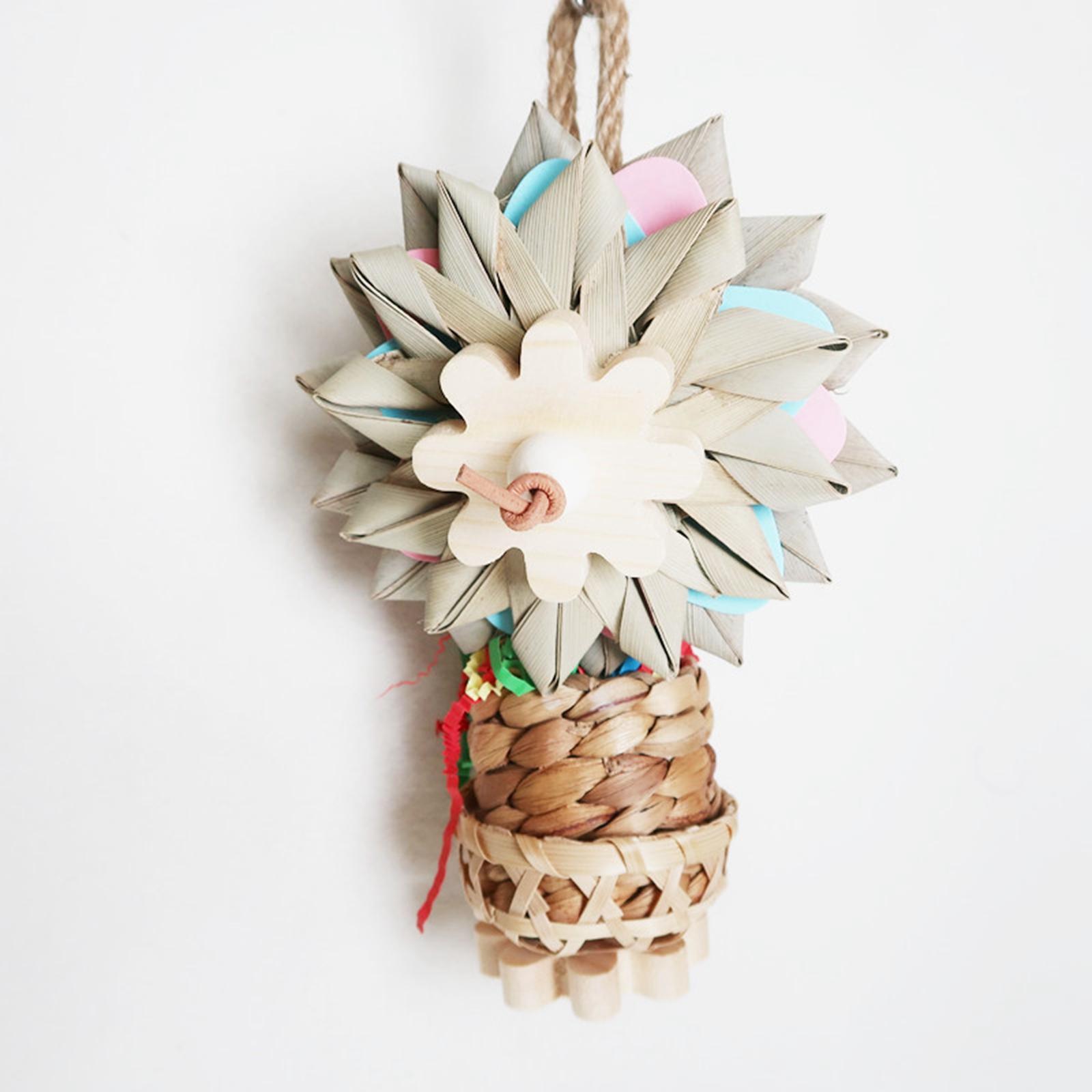 Bird Parrot Toy, Decorative Hanging Wooden Funny Parrot Cage Bite Toys Bird Chewing Toy for Cockatiel Training Parakeet Parrots Playing