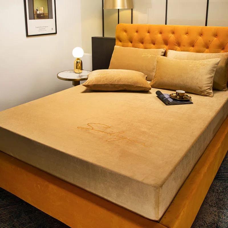 WOSTAR Mùa Đông Ấm Dép Nỉ Thun Trang Bị Tấm Nệm Bao Người Lớn Trẻ Em Giường Đôi 4 Góc Giường Nữ Hoàng Vương kích Thước
