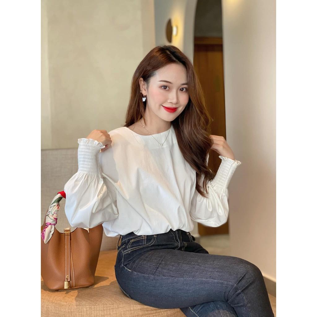 Áo sơ mi tay phồng bo chun Hàn Quốc