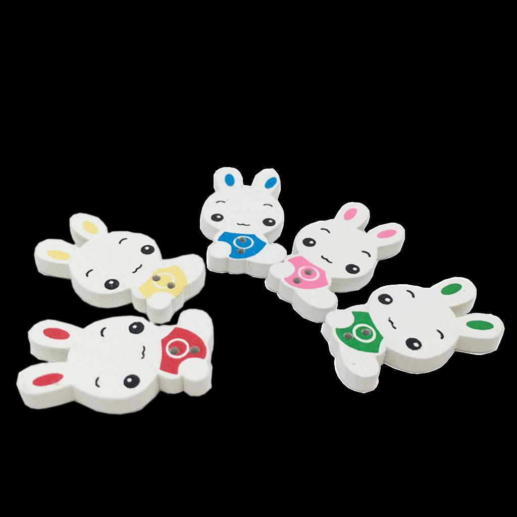 50 Con Hoạt Hình Thỏ Nút Gỗ 30 Mm 2 Lỗ Cho Trẻ Em Quần Áo May