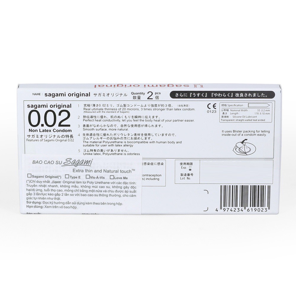Bao Cao Su Sagami Original 0.02 - Hộp/2 chiếc