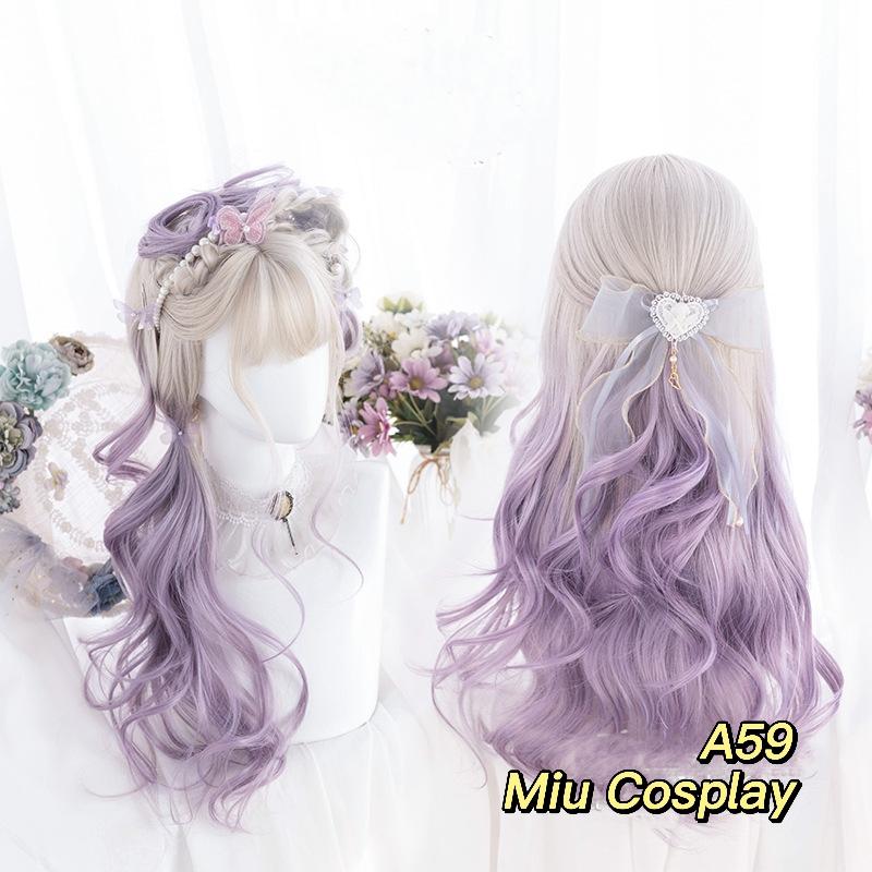 Wig/Tóc giả xoăn ombre cổ tích màu tím ngọt ngào đáng yêu - A59 Nguyên đầu teen/lolita