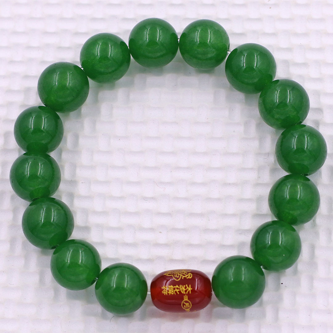Vòng chuỗi đeo tay đá thạch anh xanh lá 10 ly charm giải thái tuế phù, vòng chuỗi phong thủy, giải năm hạn thái tuế