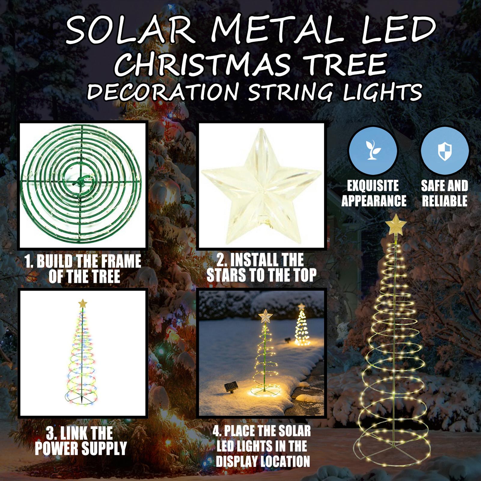 Dãy đèn LED năng lượng mặt trời phát sáng trang trí cây thông Giáng sinh nhiều màu