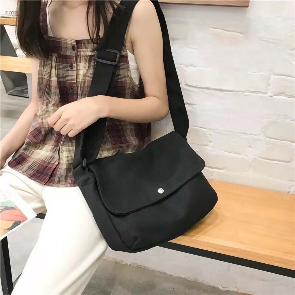 Túi đeo chéo tote unisex - canvas siêu to phong cách ulzzang 2 màu