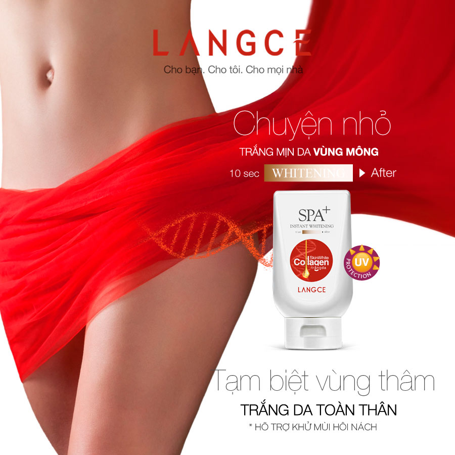 Collagen Trắng Da Spa+ Chống Nắng Giữ Ẩm - Làm Đều Sắc Da 180ml TẶNG Kem Làm Rụng Lông Trắng Da 20ml LANGCE