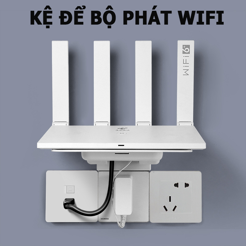 Khung Giá Đỡ Treo Tường, Cất Gọn Ổ Cắm Điện, Điện Thoại, Cục Wifi - Hàng Nhập Khẩu