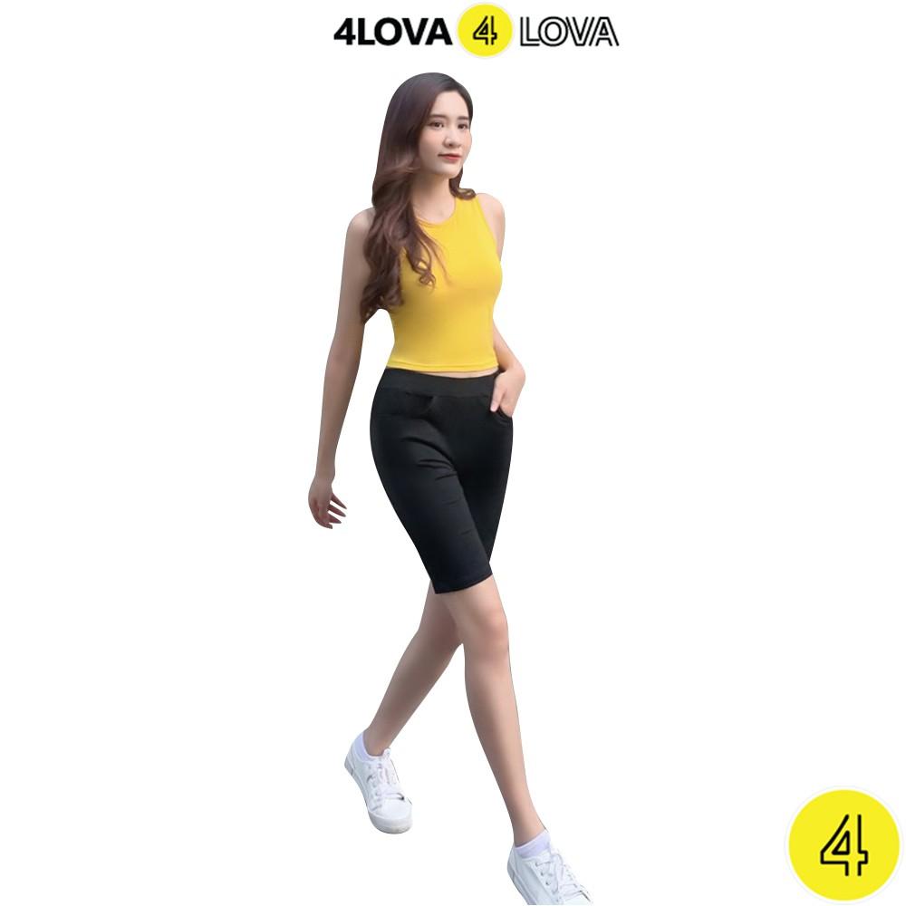 Áo croptop nữ ba lỗ 4LOVA kiểu ôm sát nách chất liệu cotton cao cấp thoáng mát, mềm mại