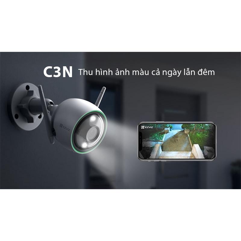 Camera Wifi Eziz C3N có màu ban đêm, ngoài trời chống nước, tích hợp mic,hồng ngoại thông minh hình ảnh HD - Hàng chính hãng