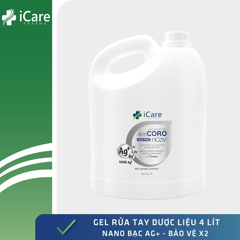 Gel rửa tay khô iCare Pharma - Anti Coro nCoV - Nano Bạc - Chai 4 lít