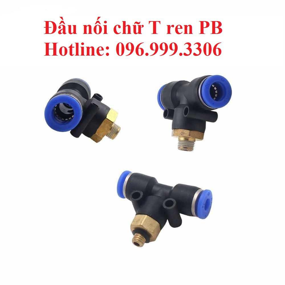 Đầu nối PB chữ T có ren ngoài khí nén, phun sương chịu được áp suất cao, đầy đủ kích thước