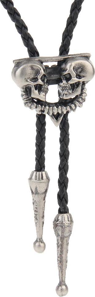 Punk Skeleton Skull Bolo Tie Leather Necktie Necklace Western