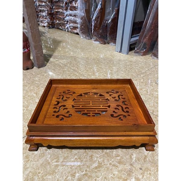Khay trà chân quỳ dáng trơn gỗ hương đá