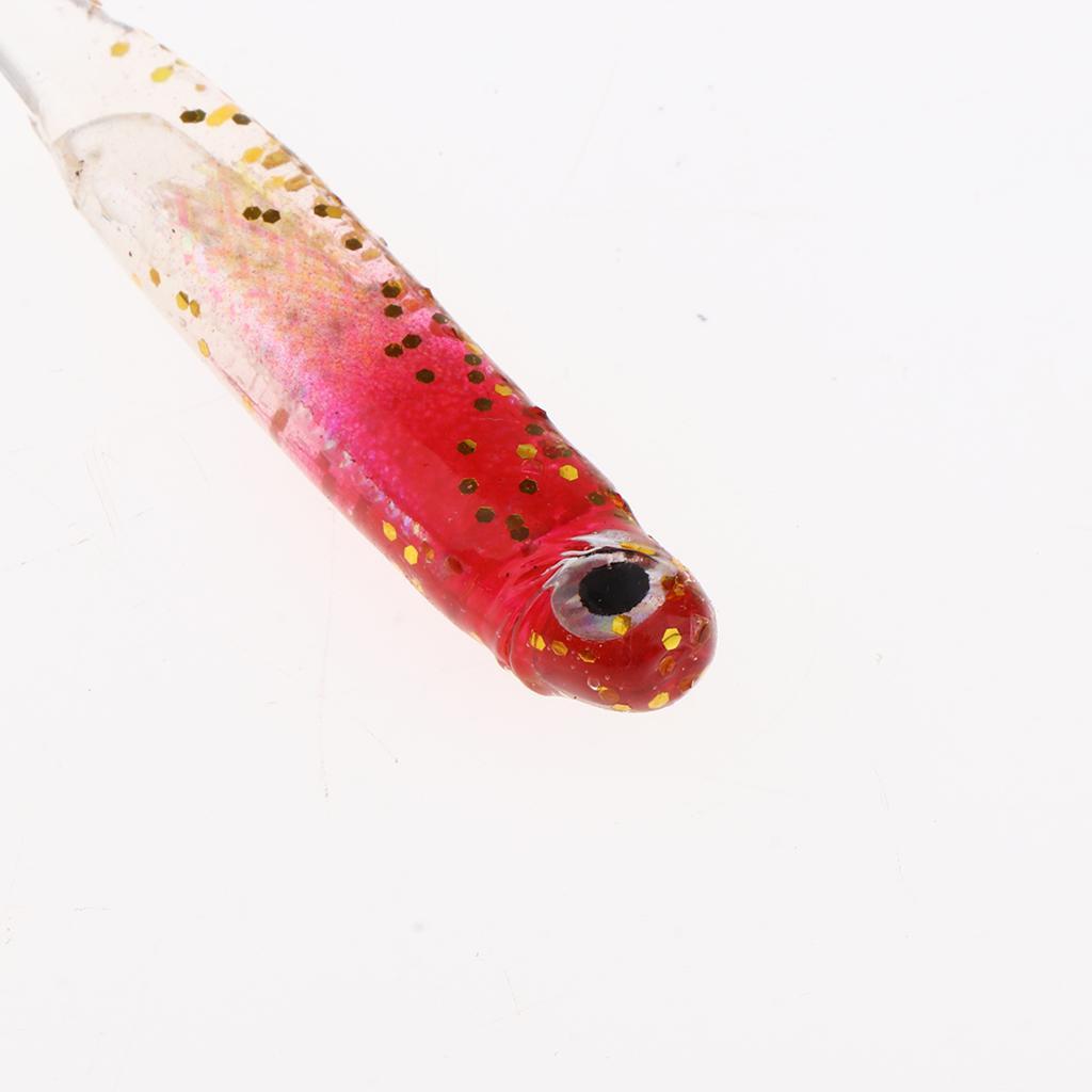5Pcs Soft Fishing Lures Shad Baits T Tail Swimbait 3D Lifelike Eyes Artificial Bait with Shining Sequins