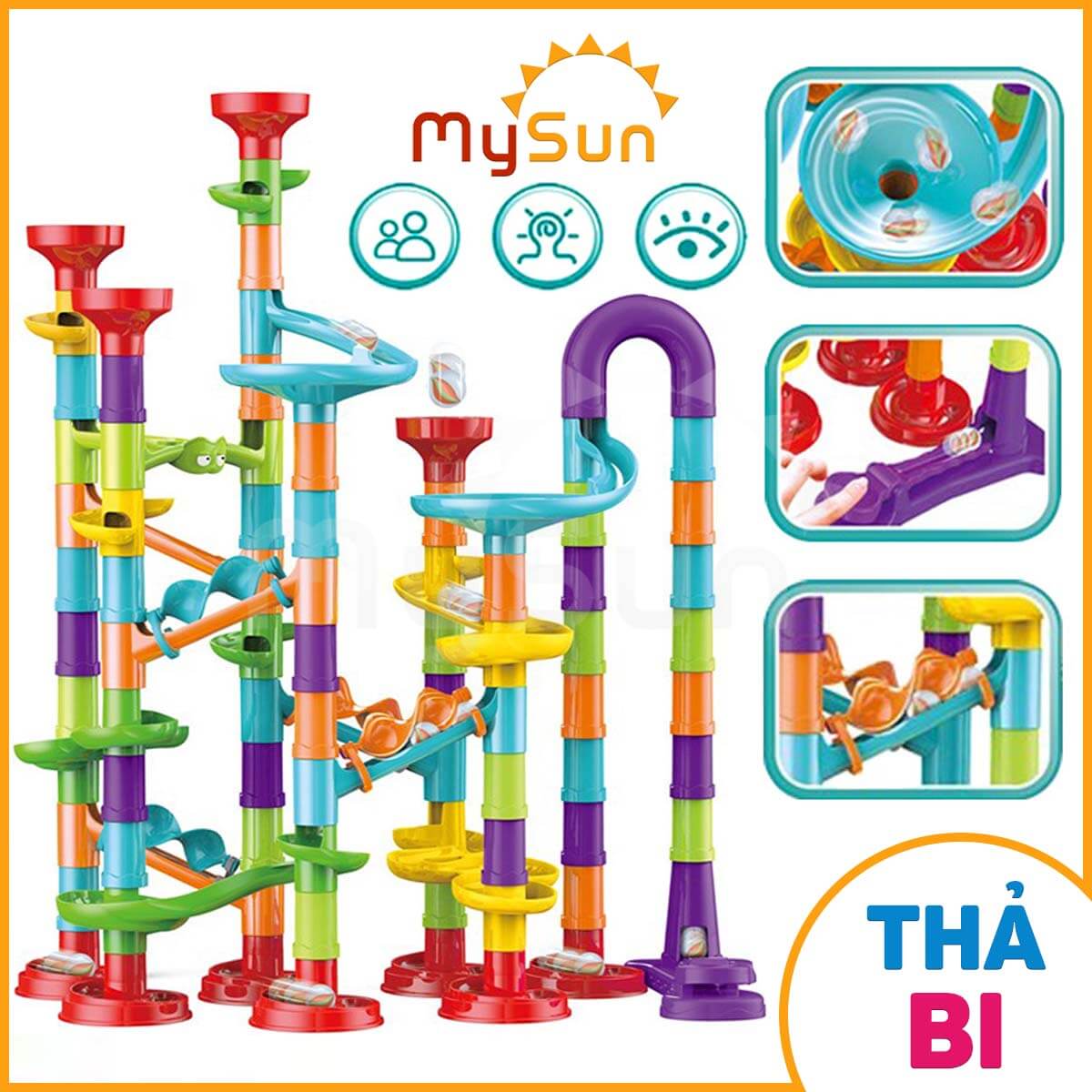 Đồ chơi cầu trượt thả bi lăn 3D mô hình lắp ráp cho bé giải trí sáng tạo MySun