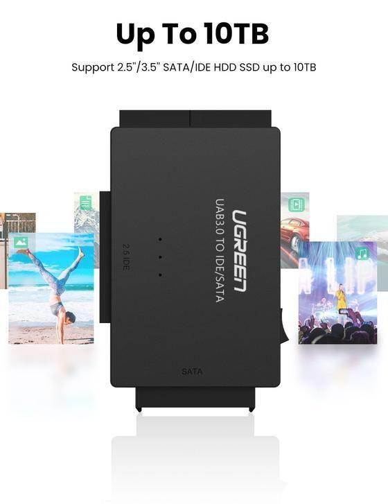 Ugreen UG20673US160TK USB 3.0 ra SATA + 3.5 IDE + 2.5 IDE bộ chuyển đổi ổ cứng - HÀNG CHÍNH HÃNG