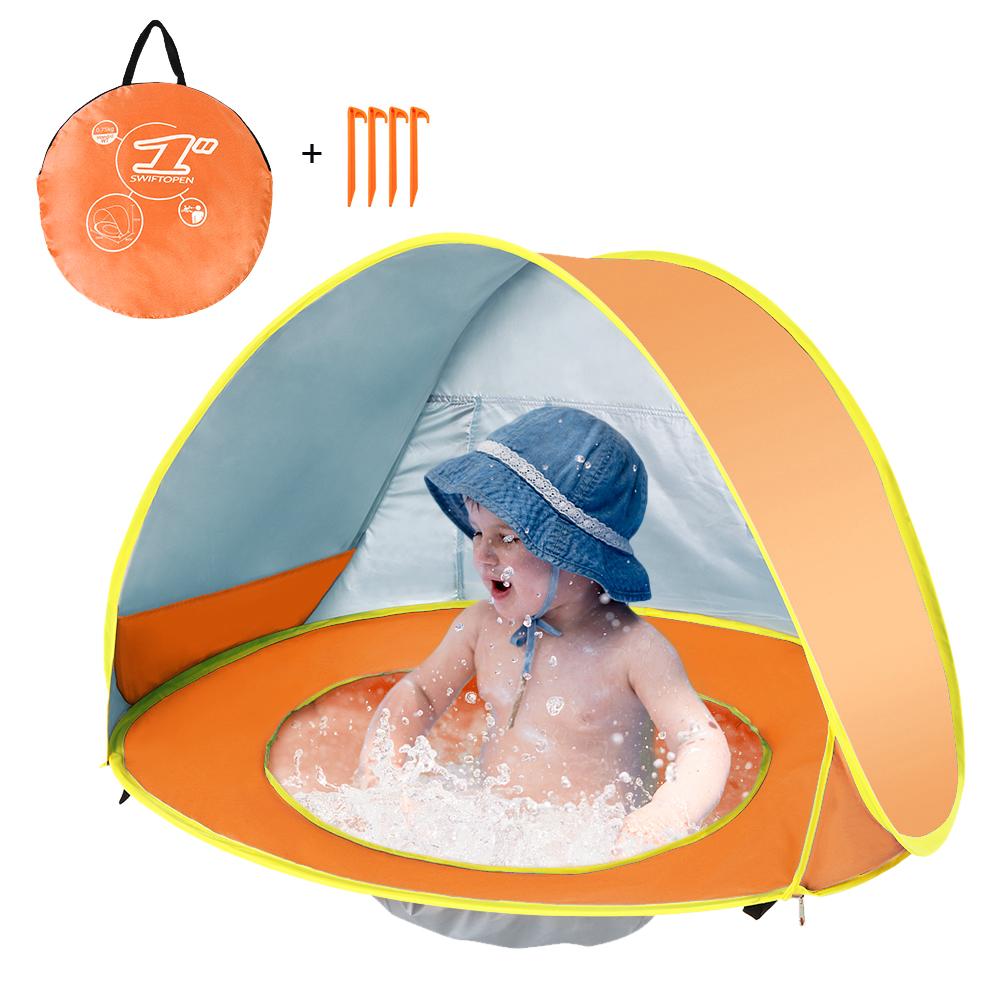Lều có mái che, chống nắng chống tia cực tím, có hồ bơi cho trẻ em