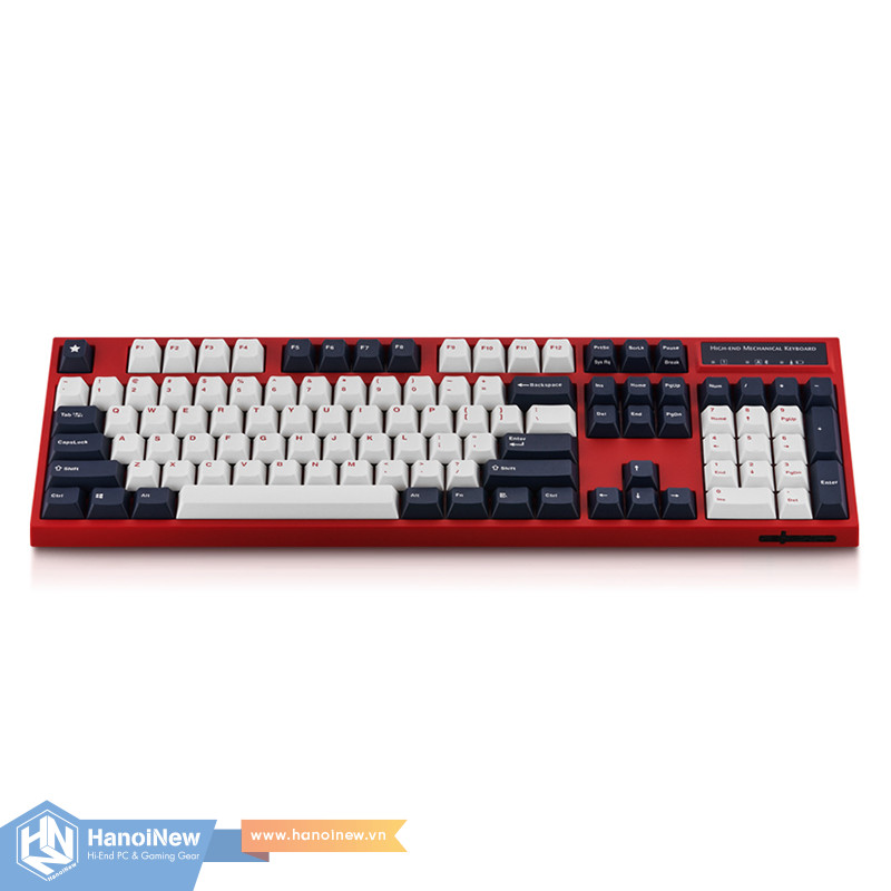 Bàn Phím Cơ Leopold FC900R PD BT White Navy Red Font Blue Star (Red Case) Bluetooth - Hàng chính hãng