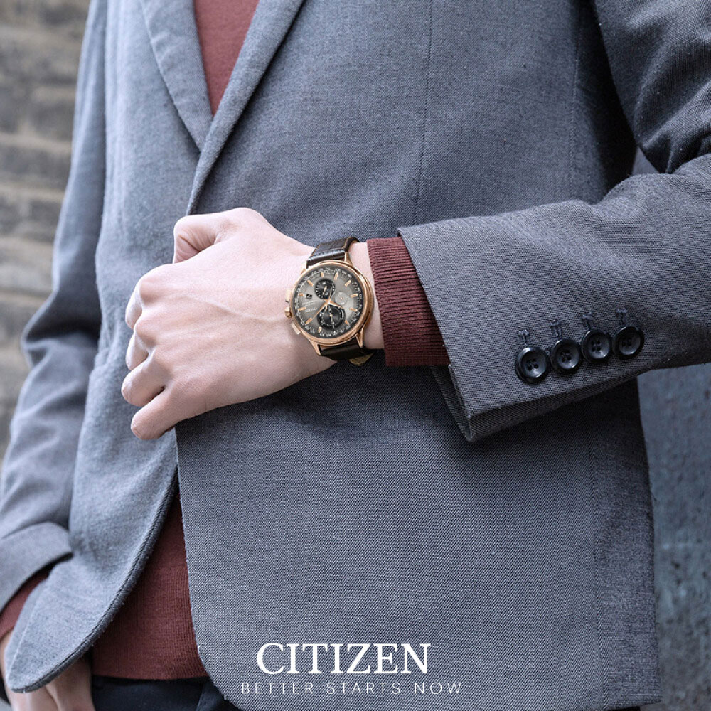 Đồng Hồ Nam Citizen Dây Da AT8113-12H - Mặt Xám (Sapphire)