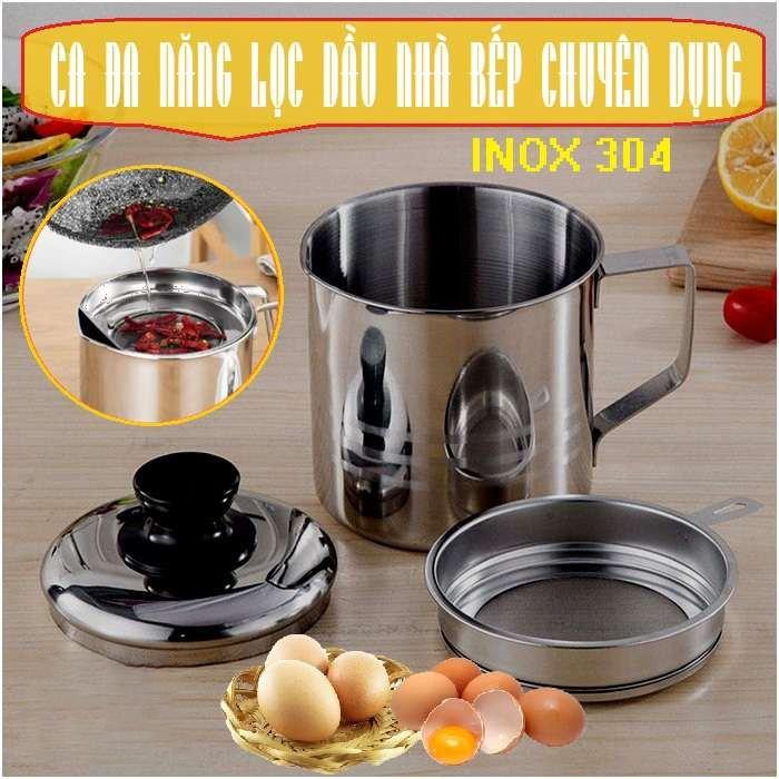 Ca Lọc Dầu Ăn Có Lưới Lọc Cặn Bằng Inox 304, Lọc Trái Cây, Lọc Chanh, Lọc Rau Má, Ca Lọc Đa Năng 1.2 Lít