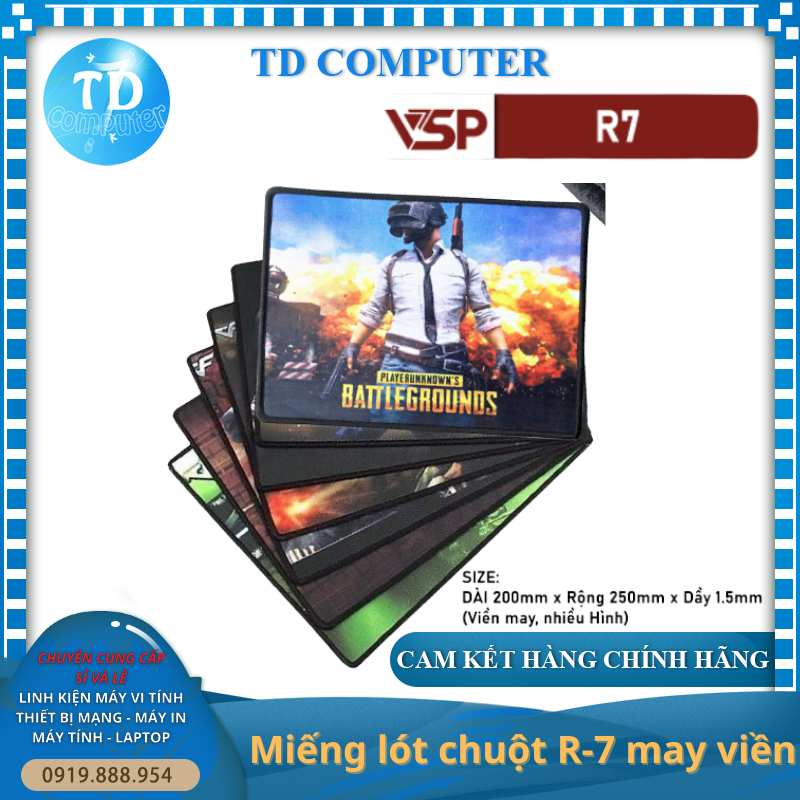 Lót chuột VSP R7 200 x 250 x 1.5 mm May viền [Hình ngẫu nhiên] - Hàng chính hãng TECH VISION phân phối