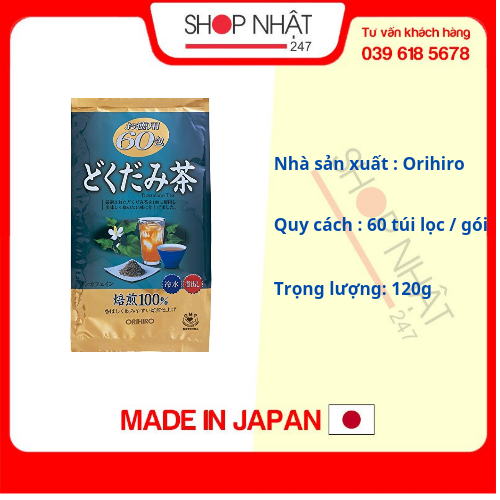 Trà Diếp Cá Mát Gan Giải Độc Orihiro (60 Túi / Gói)