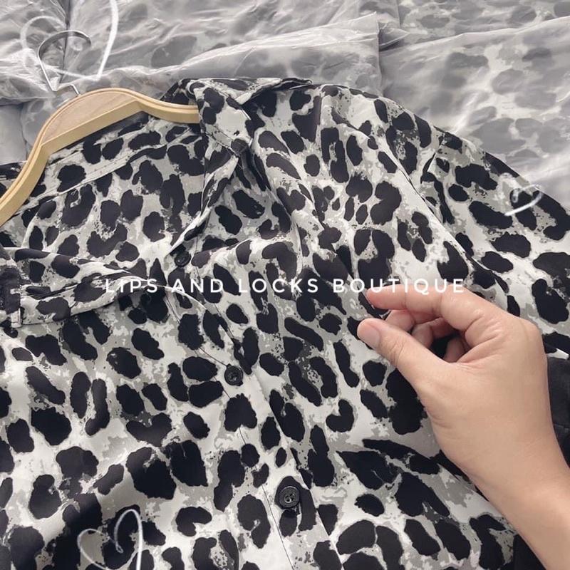 Set Áo Sơ Mi Beo Kèm Quần Legging Lửng - Kèm Hình Thật