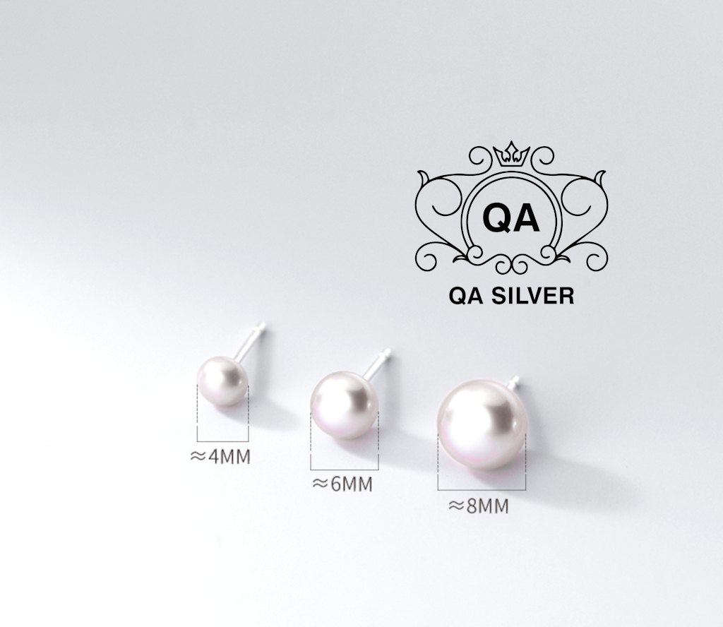 Bông tai bạc 925 ngọc trai nhân tạo khuyên nữ nụ trơn mini tròn tối giản S925 PEARL QA SILVER Earrings EA200801